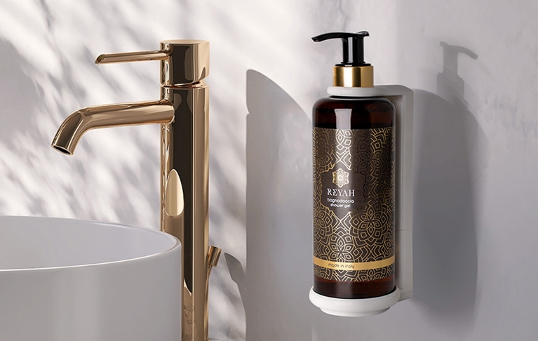 Dispenser per lavabo hotel. Brand Reyah Argan